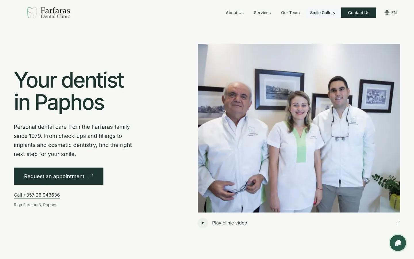 Farfaras Dental Clinic website homepage